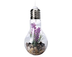 Dekoracja z kwiatami - lampa LED, wisząca żarówka
