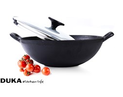 Żeliwny mini wok z pokrywką czarny