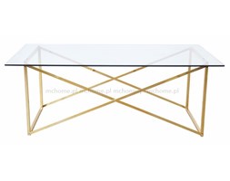 STOLIK KAWOWY RAMA METAL GOLD BLAT SZKLANY " CROSS SHINY GOLD " 120 X 46 x 65 CM