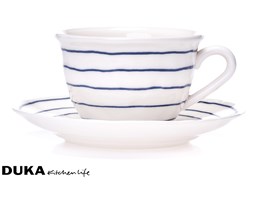 Filiżanka ze spodkiem 250 ml w granatowe paski