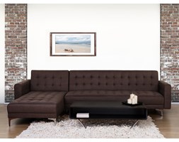Sofa ciemnobrązowa - kanapa - tapicerowana - rozkładana - ABERDEEN