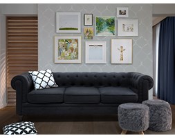 Sofa grafitowa - wypoczynek - tapicerowana - CHESTERFIELD