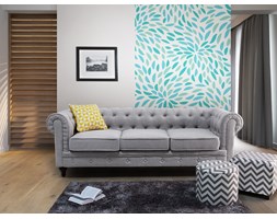Sofa jasnoszara - wypoczynek - tapicerowana - CHESTERFIELD