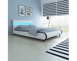 vidaXL Łóżko z zagłówkiem LED 140 cm + materac (242387+241403)