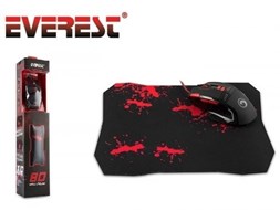 EVEREST SGM-X10 Mouse 3200 DPI LED Black + Podkładka