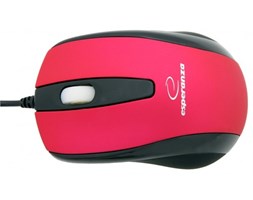 Esperanza Mysz, Przewodowa, Optyczna 800 DPI, USB, Gumowana, Świecąca Rolka - EM115R CZERWONA