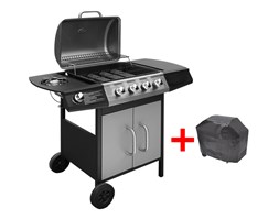 vidaXL Grill gazowy, palniki 4+1, kolor czarno-srebrny