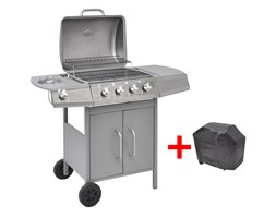 vidaXL Grill gazowy, palniki 4+1, kolor srebrny