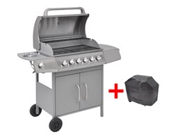 vidaXL Grill gazowy, palniki 6+1, kolor srebrny