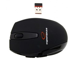 Esperanza Mysz, Bezprzewodowa 2,4 Ghz, LASEROWA -1600 DPI, 5D - 5 Przycisków, Gumowana - EM113