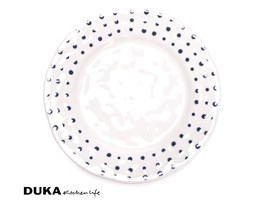 Talerz obiadowy płytki 27,5 cm w granatowe kropki