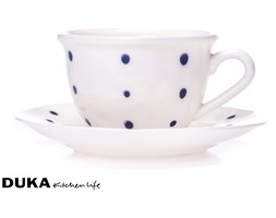 Filiżanka ze spodkiem 250 ml w granatowe kropki