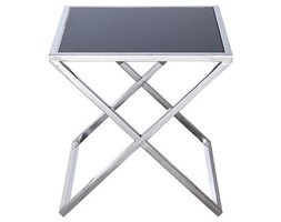 STOLIK RAMA METALOWA BLAT CZARNE SZKŁO " CROSS II " 50 x 50 x 50 cm