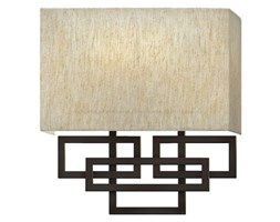 KINKIET PODWÓJNY METALOWY Z LNIANYM BEŻOWYM KLOSZEM "LANZA" 2X60W