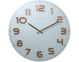 Zegar ścienny Classy biało-miedziany - NEXTIME - DECOSALON - Zakupy bez ryzyka