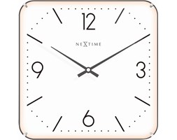 Zegar ścienny Basic Square Dome, 35 cm, biały - NEXTIME - DECOSALON - Zakupy bez ryzyka