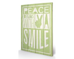 Obraz na drewnie Sarah Winter - Peace Begins With A Smile, (40 x 59 cm)