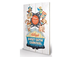 Obraz na drewnie Vintage Kelloggs - Sweet Eatin' Carnival, (40 x 59 cm)