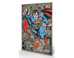 Obraz na drewnie Superman - Comic Montage, (40 x 59 cm)