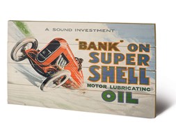 Obraz na drewnie Shell - Bank on Shell - Racing Car, (59 x 40 cm)