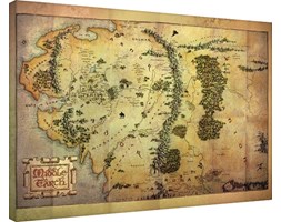 Hobbit - Middle Earth Map Obraz na płótnie, (80 x 60 cm)