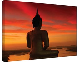 Stuart Meikle - Sun Setting over the Mekong Obraz na płótnie, (80 x 60 cm)