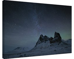 David Clapp - Starry Night Eystrahorn Mountains Iceland Obraz na płótnie, (80 x 60 cm)