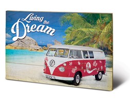 Obraz na drewnie Vw - Living the Dream, (59 x 40 cm)