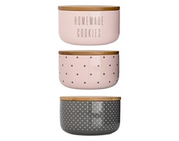 Bloomingville, Pojemniki kuchenne - szaro-różowe 1szt różowy w kropeczki