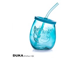 Szklanka ze słomką 400 ml niebieska