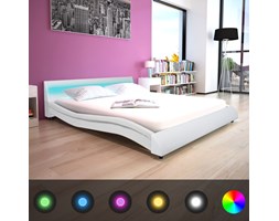 vidaXL Rama łóżka 160x200cm, LED, sztuczna skóra, biała