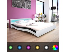 vidaXL Rama łóżka 160x200cm, LED, sztuczna skóra
