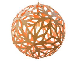 David Trubridge Floral pomarańczowa, drewniana lampa sufitowa z bambusa