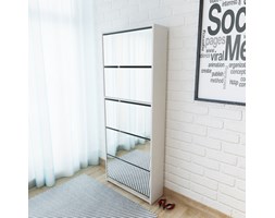 vidaXL Szafka na buty z 5 półkami lustrem w kolorze białym 63x17x169,5 cm