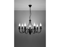 Klasyczna Lampa Wisząca Świeca Żyrandol MINERWA 7 Czarny