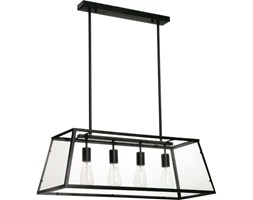 LAMPA wisząca TELAIO 9127404 BriTop rustykalna OPRAWA szklany ZWIS klatka loft czarna przezroczysta