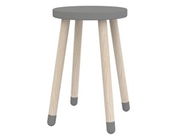 Wysoki stołek lub stolik nocny, szary MDF i jesion, sr30x47cm,