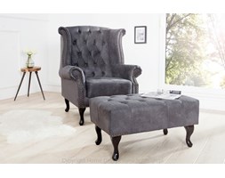 Fotel Chesterfield antyczna szarość vintage 105cm (Z37473) Interior