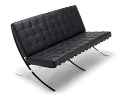Czarna Sofa trzyosobowa Skóra Naturalna Inspirowana Projektem Barcelona