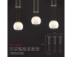 LM Z 1105/3 LAMPA WISZĄCA ZWIS REGULOWANY PRZECIWWAGA SZKŁO BIAŁY METAL SATYNA 3xGY6,35 LED