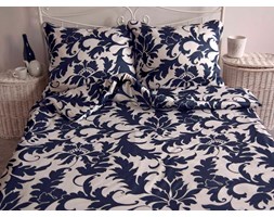 Pościel satynowa Noble Garland Navy Blue 100% bawełny