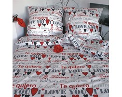 Pościel satynowa Love Story White 100% bawełny