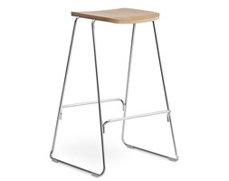 Normann Copenhagen Just Barstool 75 cm, minimalistyczny stołek do jadalni, kuchni - dąb/chrom