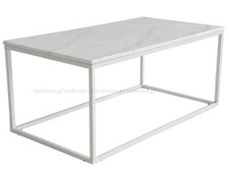 STOLIK KAWOWY RAMA METALOWA BIAŁA BLAT MARMUR " PORTO WHITE " 110 X 60 X 48 CM