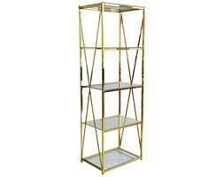 REGAŁ METALOWY ZŁOTY PÓŁKI SZKLANE " GOLD SHINE " 55 x 38 x 163 cm