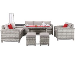 Narożne meble ogrodowe technorattanowe Alhambra Glass Light Grey / Light Grey