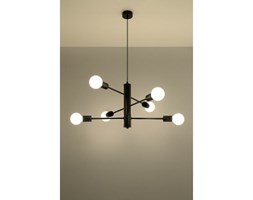 WYS. 24H! ORYGINALNA Lampa metalowa ŻYRANDOL ROD wisząca STICKS 6 retro VINTAGE molecular EDISON pałąk LOFT czarna