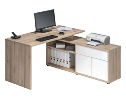 Biurko 149x153 cm, biały, naturalny, MDF, 40202656
