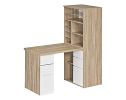 Biurko 65x169 cm, biały, naturalny, MDF, 95622456