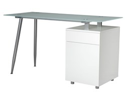 Biurko SPIC, 55x130 cm, biały, MDF, szkło, 95634-1